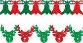 Kerstversiering slingers - set 2x stuks - kerstklokken en rendieren - 300 cm p/stuk - papier - rood/