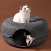 Kattentunnel en Kattenmand L - Plezier voor uw kat - Multifunctioneel - Kattenspeelgoed speeltunnel kattenhuis – Kattenhol rond kattenspeeltjes - Cat cave donut - Antraciet