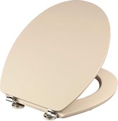 Wc-bril "Telo" - eenvoudige look in beige - hoogwaardige houten kern - comfortabel zitgevoel - effen design past in elke badkamer / toiletbril / wc-deksel