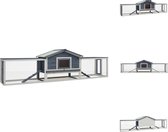 vidaXL Konijnenhok - 2 verdiepingen - 310x70x87 cm - groen dak - hoogwaardig houten frame - Hok