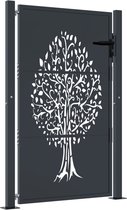 vidaXL - Poort - 105x130 - cm - met - boomontwerp - staal - antracietkleurig