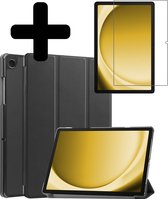 Hoes Geschikt voor Samsung Galaxy Tab A9 Plus Hoes Luxe Hoesje Book Case Met Screenprotector - Hoesje Geschikt voor Samsung Tab A9 Plus Hoes Cover - Zwart