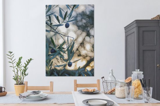 Olives dans un olivier 90x140 cm - Tirage photo sur toile (Décoration murale salon / chambre)
