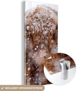 MuchoWow® Peinture sur verre 40x80 cm - Peinture sur verre acrylique - Highlander écossais - Cornes - Neige - Photo sur verre - Peintures