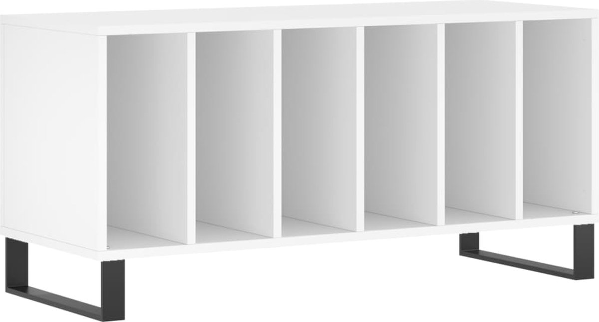 vidaXL - Platenkast - 100x38x48 - cm - bewerkt - hout - wit