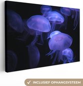 Tableau Peinture Méduse - Violet - Clair - 150x100 cm - Décoration murale