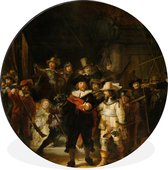 WallCircle - Wandcirkel - Muurcirkel - De Nachtwacht - Schilderij van Rembrandt van Rijn - Aluminium - Dibond - ⌀ 30 cm - Binnen en Buiten