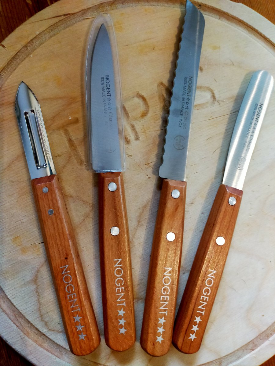 Éplucheur Légumes NOGENT Classique - Manche Bois Teinté Rouge, 2 Tranchants