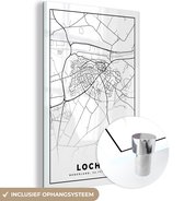 MuchoWow® Glasschilderij 20x30 cm - Schilderij acrylglas - Lochem - Stadskaart - Kaart - Zwart Wit - Plattegrond - Nederland - Foto op glas - Schilderijen