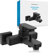Bächlein Universele Badkraan in Hoekig Ontwerp - Complete Badkraanset inclusief alle accessoires - Eenhendelkraan voor het Bad Mat Zwart - vierkant