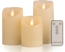 Ozocozy - LED Kaarsen met Afstandsbediening - Wit - Led Kaarsen met Bewegende Vlam - Kaarsen op Batterijen - Veilig & Duurzaam - Realistische Kaarsen - Kerstverlichting - Wax - Cadeau