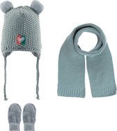 Kitti 3-Delig Winter Set | Muts (Beanie) met Fleecevoering - Sjaal - Handschoenen | 0-18 Maanden Baby Meisjes | K23150-02-04 | Mint
