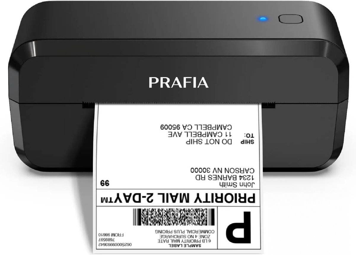 Prafia Labelprinter PR-101 - Direct Thermische labelprinter - Etiket en Labelmaker - Snelheid 150 mm/s - Printbreedte 40-108mm