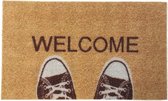Doormat, Dirt Trapper Mat, Welcome with Trainers Design, 70 x 40 cm, Non-Slip Underlay, Original Funny Doormat for House Entrance, Entrance Door, Hallway, Indoor, Outdoor, Gift, Decoration (Sneakers)