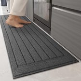 Kitchen Rug Washable Non-Slip 43.5 x 200 cm Kitchen Runner Washable Non-Slip High-Quality and Absorbent Kitchen Rug for Kitchen, Dining Room, Laundry Room, Hallway - Grey