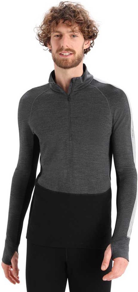 Icebreaker Zone Knit 260 Half Zip Lange Mouwen Basislaag Grijs M Man