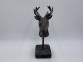 Decoratiebeeld Hert op voet bruin zwart steen maat M 28 x 10 cm | 785879 | Home Sweet Home | Stoer & Sober Woonstijl