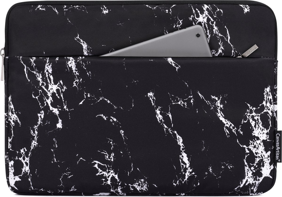 Laptophoes 14 Inch - Laptop Sleeve - Zwart Marmer