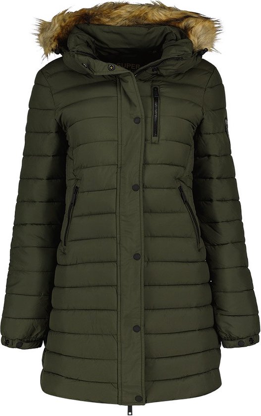 Superdry - Halflange Fuji pufferjas met capuchon - Dames - Gewatteerde jassen