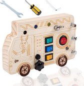 Montessori Educatief speelgoed Baby Busy Board lichtschakelaar speelgoed Activity Board motoriek speelgoed vanaf 1 2 3 4 jaar (brandweerwagen)