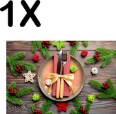 BWK Textiele Placemat - Kerst Diner Gedekte Tafel - Set van 1 Placemats - 45x30 cm - Polyester Stof - Afneembaar