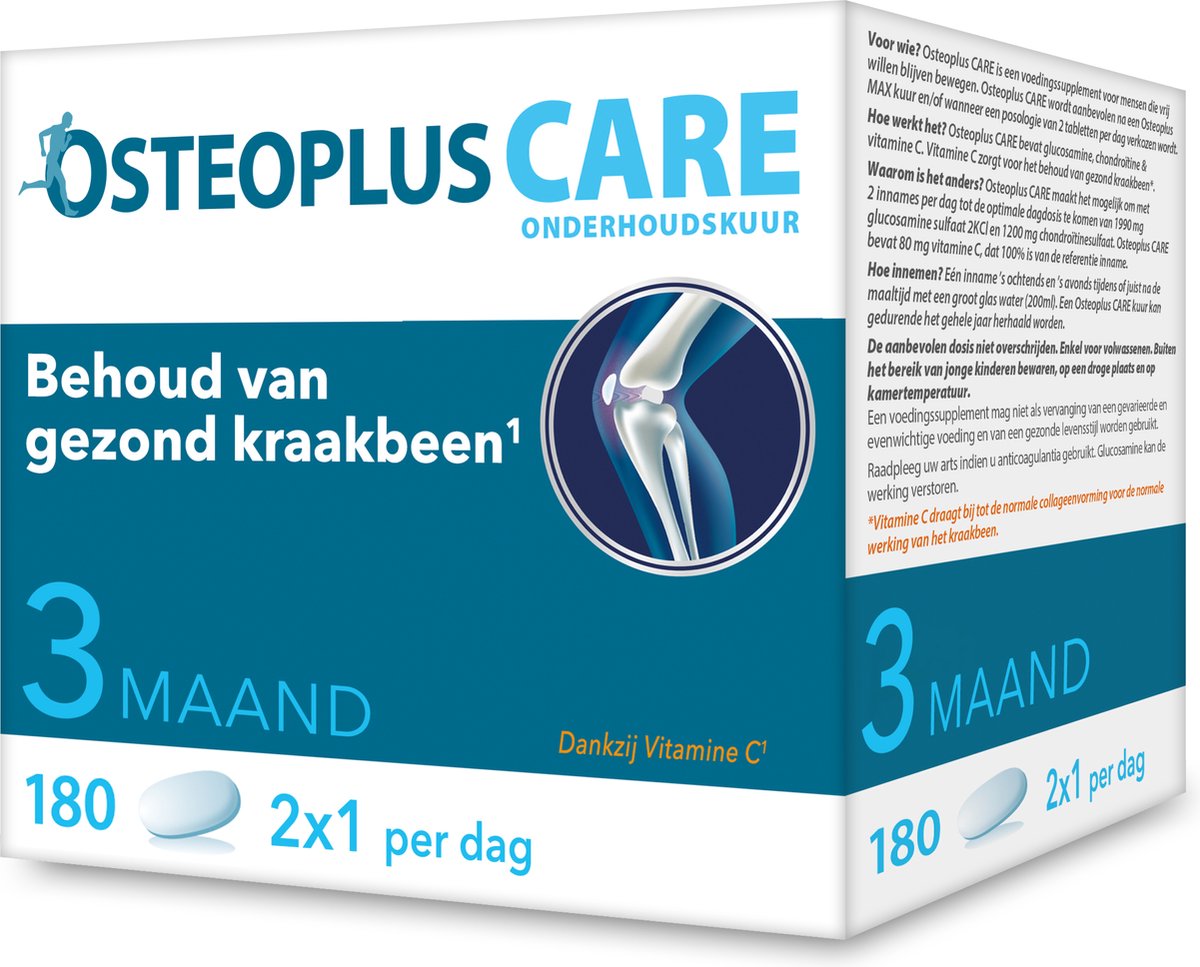 Goedkoopste OSTEOPLUS Care glucosamine, chondroïtine & vitamine C voor behoud van gezond kraakbeen - 180 Tabletten