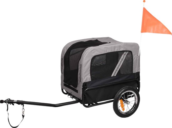 Remorque vélo pliante pour chien gris/orange