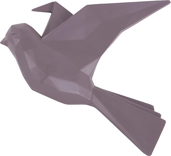 Present Time Wandhanger Origami Bird - Donkerpaars - 25,3x4,6x20,7cm - Scandinavisch