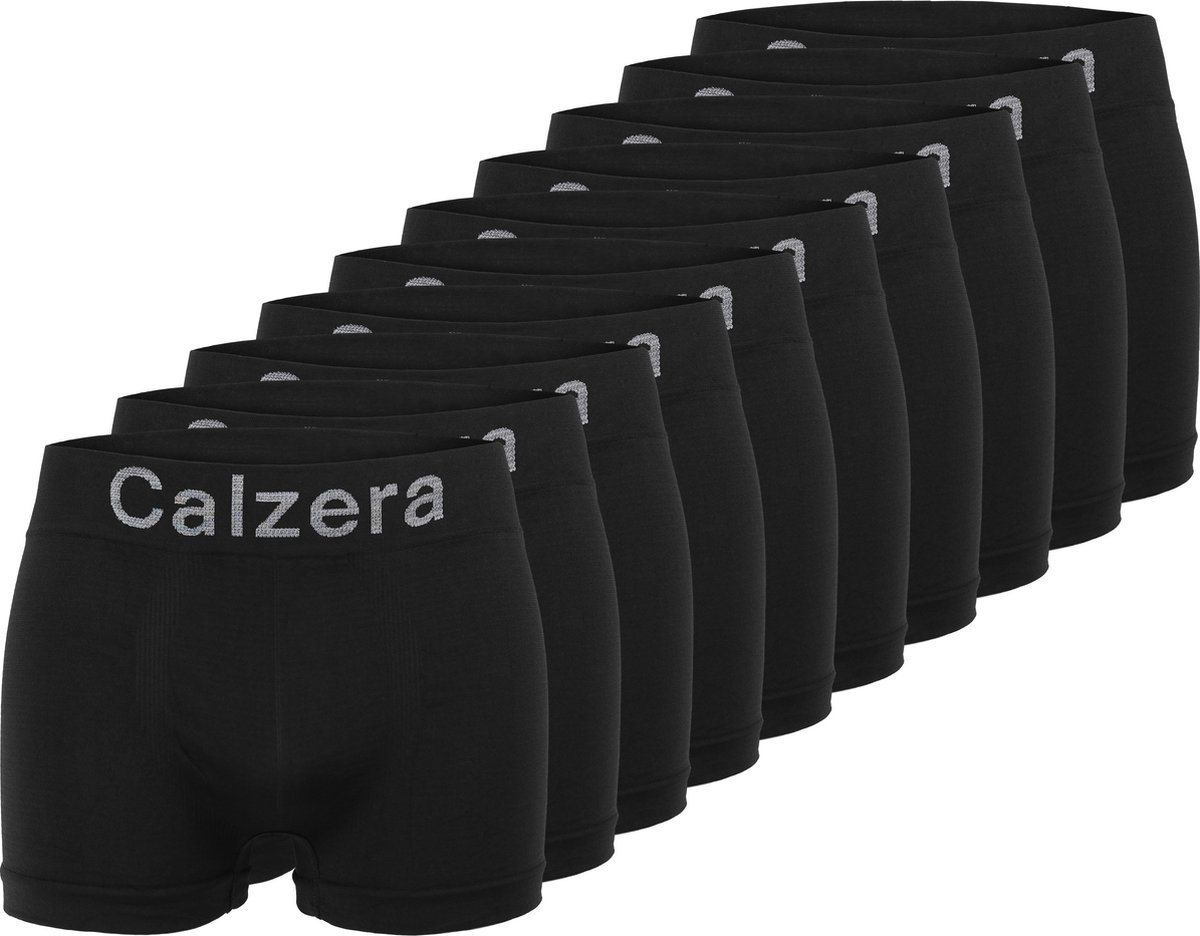 Calzera - Microfiber - Heren Naadloze Boxershorts - Zwart - 10 Pack - Maat M/L