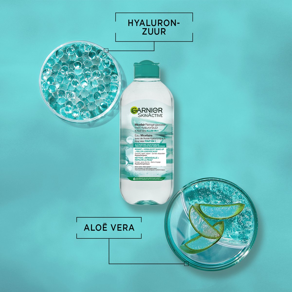 Garnier - Eau nettoyant micellaire à l'aloe vera et à l'acide hyaluronique  pour peaux déshydratées - 400 ml