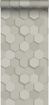 Origin Wallcoverings eco-texture vliesbehang 3d hexagon motief lichtgrijs - 347850 - 0,53 x 10,05 m