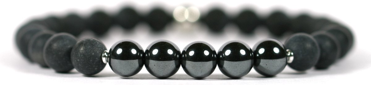 IbizaMen - Matte onyx - 8mm - Hematiet - 19cm