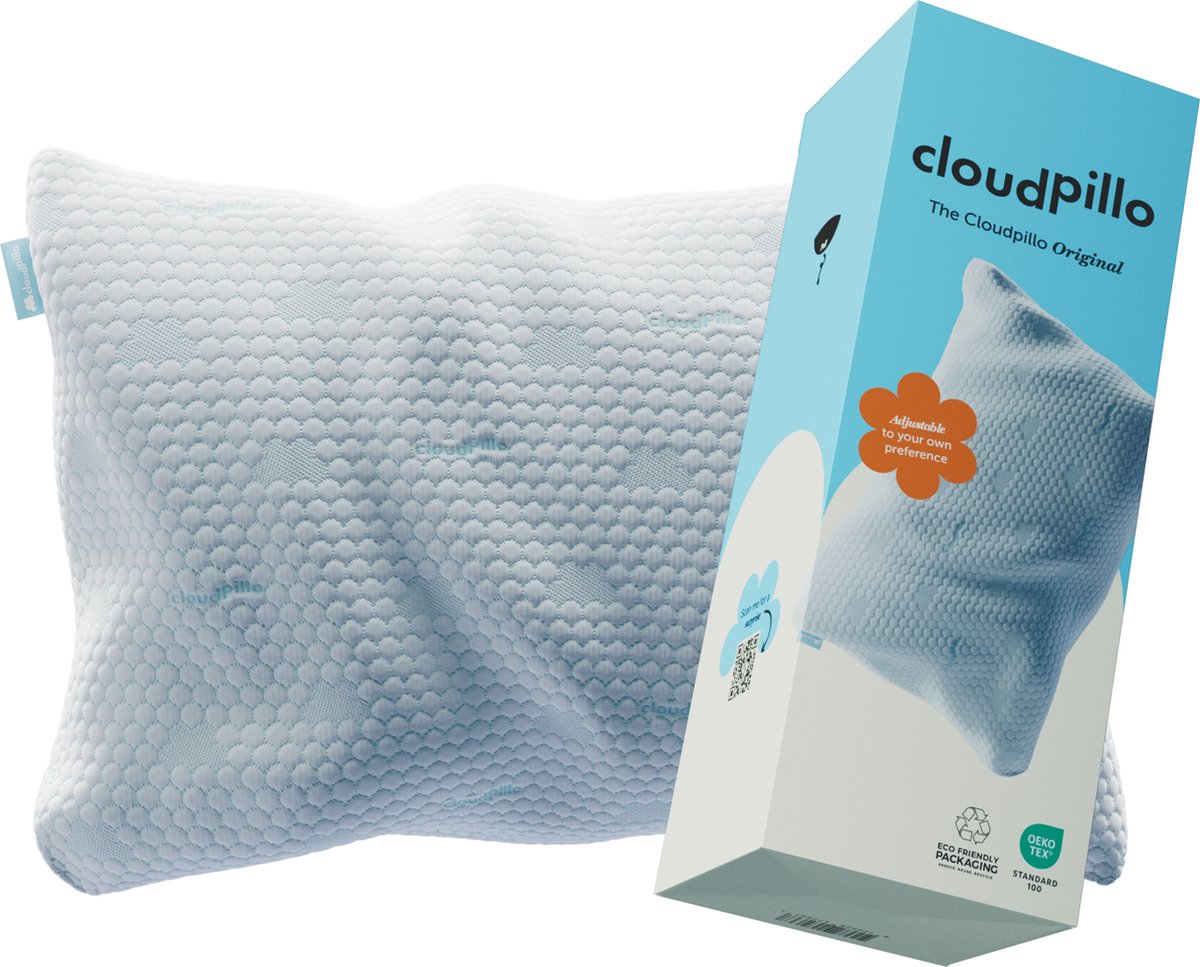 Cloudpillo Hoofdkussen - 30 Nachten Proefslapen - Memory Foam - Afstelbaar Design - Geschikt voor rug-, zij- en buikslapers - Traagschuim - Vermindert Nekklachten - Cloud - Pillow - Pillo - Cloudpillo