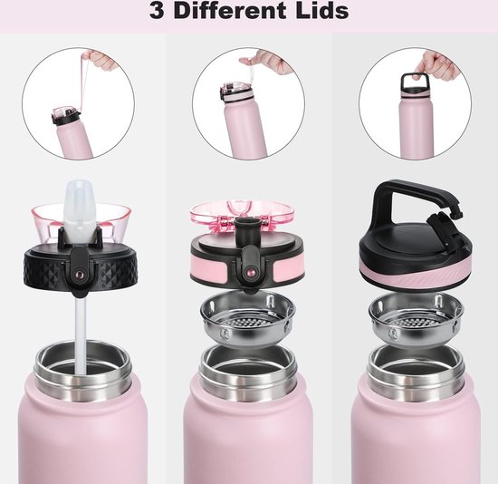 24 oz roestvrijstalen walvisbeker, morsbestendige waterfles met 2 deksels ( fontein en riet), 710 ml geïsoleerde beker met Squirt Fun Water Tumbler drinkbekers cadeau voor vrienden