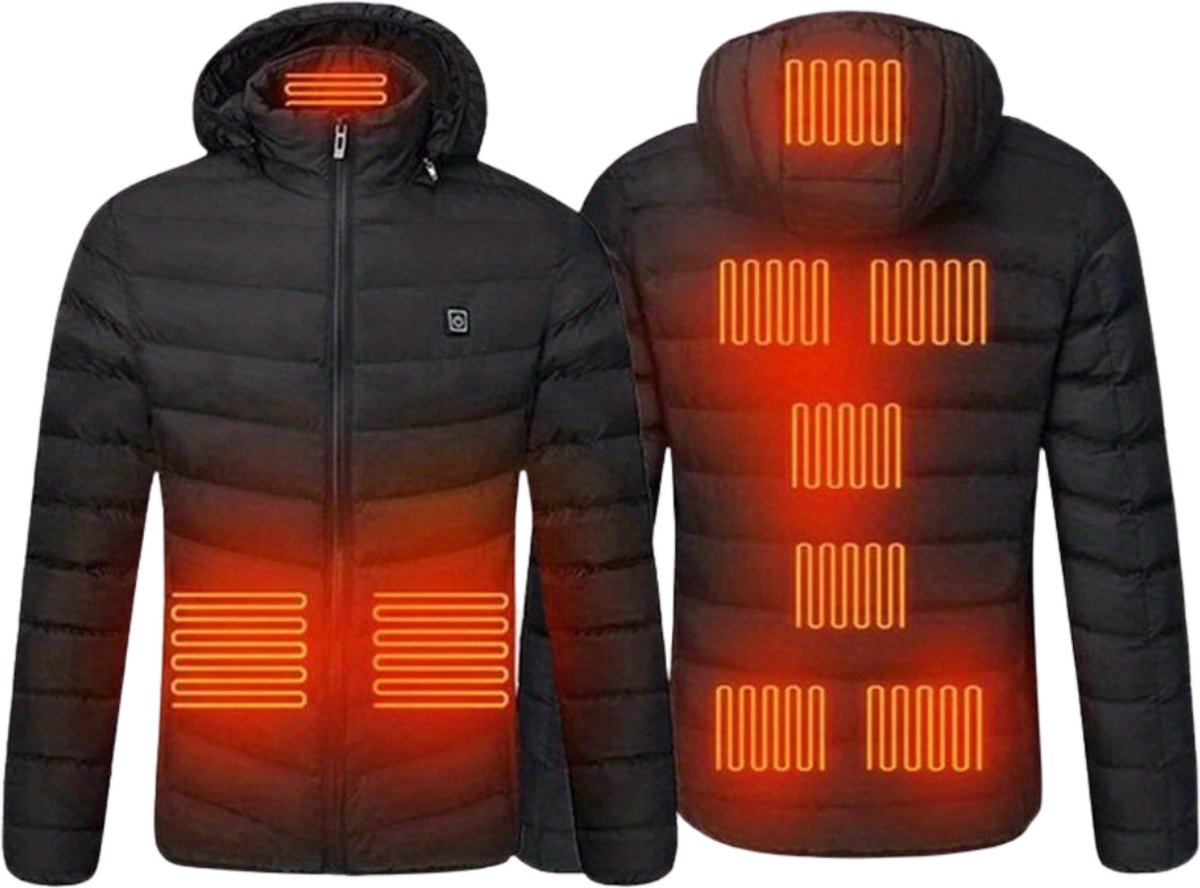 Livano Verwarmde Jas Heating Jacket Thermo Jas Elektrische Kleding Jas Met Verwarming 9 Warmtezones Heren Zwart