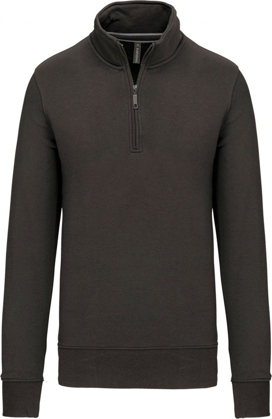 Sweatshirt Heren S Kariban 1/4-ritskraag Lange mouw Dark Grey 80% Katoen, 20% Polyester