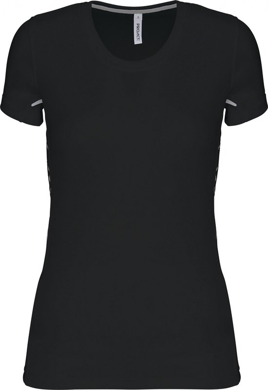SportT-shirt Dames XS Proact Ronde hals Korte mouw Black / Silver 100% Polyester