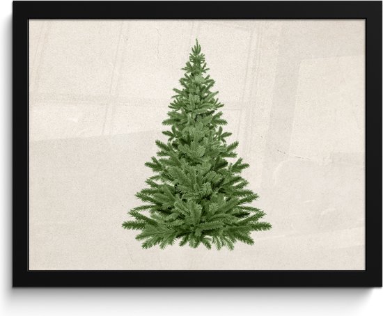 Poster in lijst - Fotolijst 40x30 cm - Posters - Kerstboom - Groen - Kerstmis - Feestdagen - Posterlijst zwart - Decoratie - Wanddecoratie woonkamer - Muurdecoratie slaapkamer - Kerstversiering - Kerstdecoratie voor binnen - Kerstmis