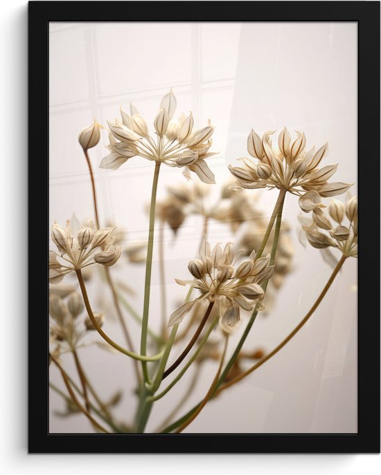 Cadre photo avec affiche - Fleurs séchées - Beige - Wit - Plantes - 30x40 cm - Cadre pour affiche