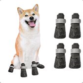 Waterdichte hondenschoenen, pootbescherming, antislip hondenschoenen met verstelbare reflecterende band voor kleine, middelgrote en grote honden, verpakking van 4 (L, zwart)