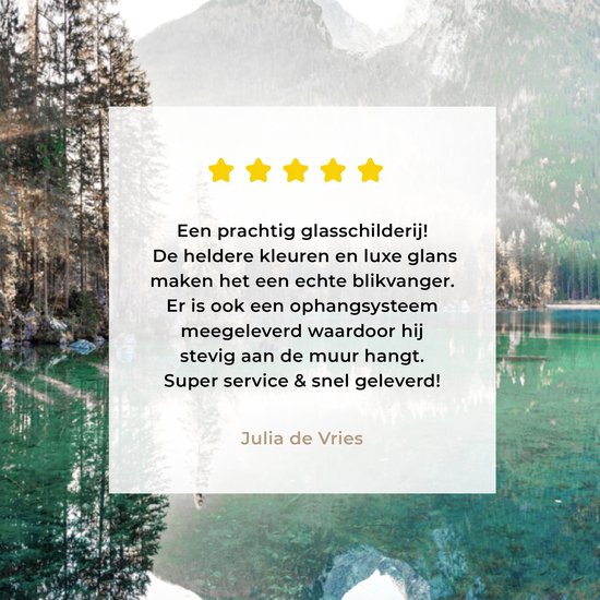 MuchoWow® Peinture sur verre 120x90 cm - Peinture sur verre acrylique - Nature - Arbres - Montagnes - Lac - Photo sur verre - Peintures