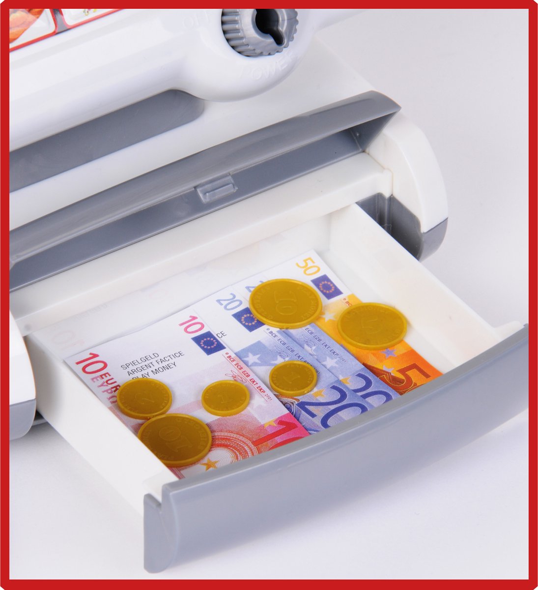 Klein Toys elektronische kassa - touchpad, scanner, weegschaal en rekenmachinefunctie - 31x15,5x23 cm - incl. speelgeld, uitschuifbare geldla, licht- en geluidseffecten - grijs — afbeelding 13