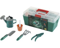 Klein Toys Bosch tuin professionele tuinbox met uitneembaar inzetstuk - schop, hark, gieter, snoeischaar en bloempot - groen Klein Toys Bosch tuin professionele tuinbox met uitneembaar inzetstuk - schop, hark, gieter, snoeischaar en bloempot - groen