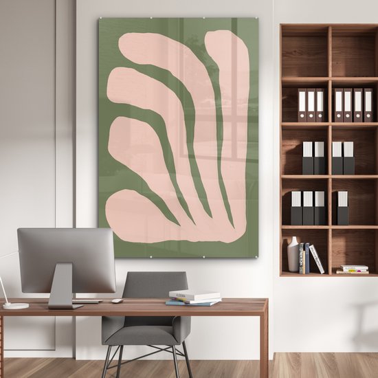 MuchoWow® Peinture sur verre 120x180 cm - Peinture sur verre acrylique - Abstrait - Nature - Pastel - Rose - Photo sur verre - Peintures