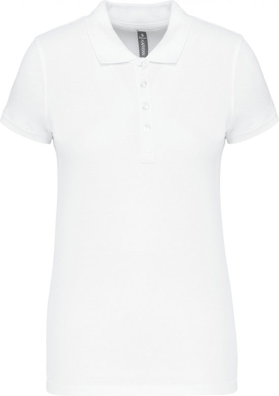 Polo Dames M Kariban Kraag met knopen Korte mouw White 100% Katoen