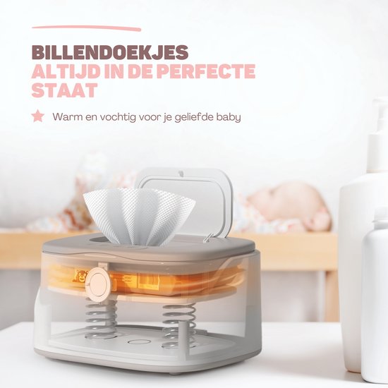 Vulpes Goods® BabyCare - Billendoekjes Verwarmer PRO - Vochtige Doekjes Verwarmer - Billendoekjesdoos - 3 Warmtestanden & fast heating - Nachtlampfunctie - Kinderslot - Wit — afbeelding 4