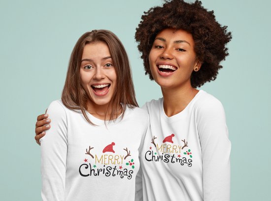 T-shirt / Kerstkleding / Christmas Familie bijpassende glitter outfits | Wit |