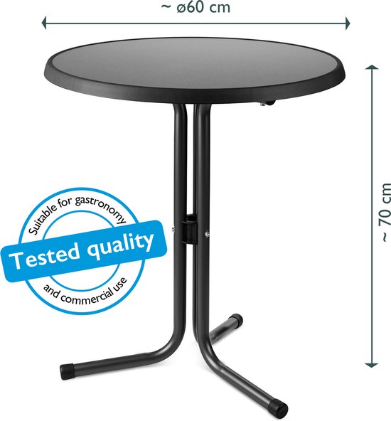 Beautissu Bistro Table 60 cm - Emma Side Table Anthracite - Garden Table Round Table 70cm high - Weatherproof Outdoor Table Made in Germany