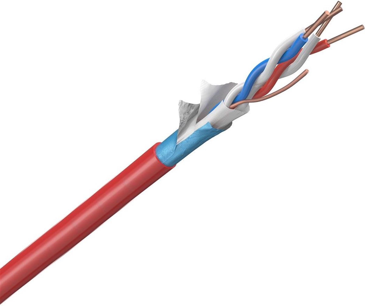 Dynamic brandmeldkabel afgeschermd Y(st)Y 2x2x0,8mm Dca-s2,d0,a3 rood per rol 100 meter