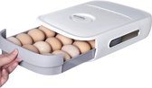 Eierbox voor 21 eieren, kunststof opbergdoos, eierhouder voor koelkast, eierdoos, eiermand, eieropbergdoos, keuken, eierhouder, eierdoosje, organizer (wit)